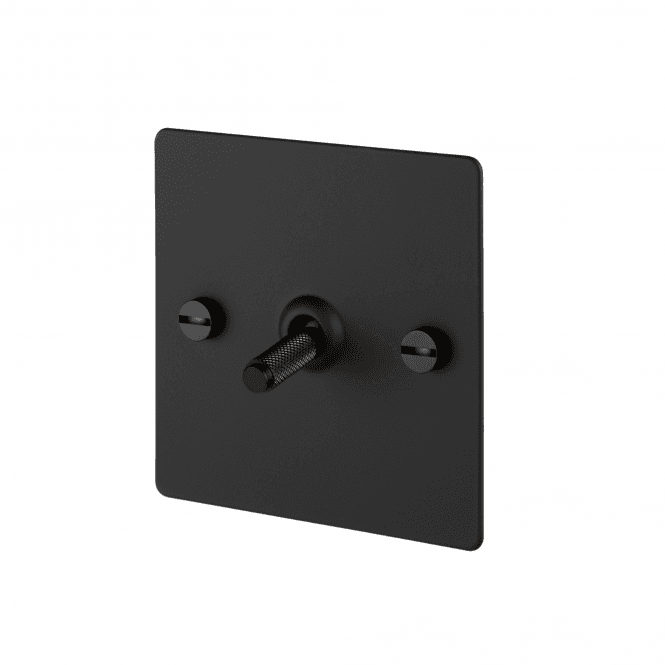 Buster + Punch Buster + Punch 1G Toggle Light Switch - Black Back Plate & Cross Knurl Pattern