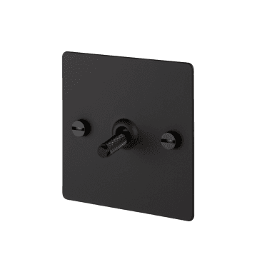 1G Toggle Light Switch - Black Back Plate & Cross Knurl Pattern