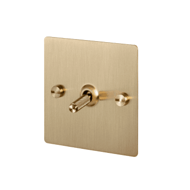 1G Toggle Light Switch - Brass Back Plate & Cross Knurl Pattern