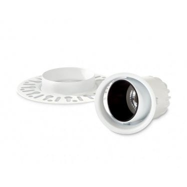 1901 Single Adjustable Trimless Downlight - White Housing/Black Baffle (Fire-Rated)