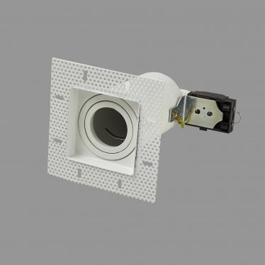 London Single Square Trimless GU10 Downlight - Matt White - Fire Rated