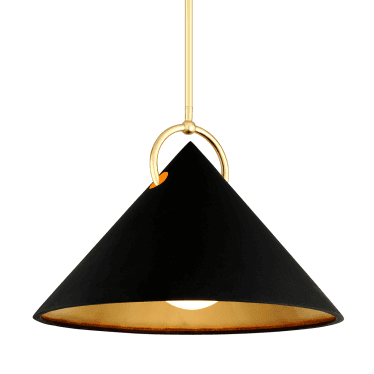 Charm Large 1 Light Pendant - Black & Gold Leaf