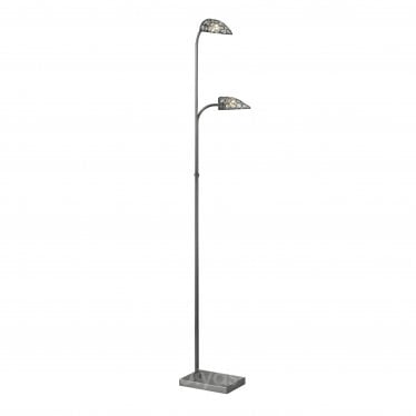 Ashton Floor Lamp 2 Light G9 - Satin Nickel/Crystal