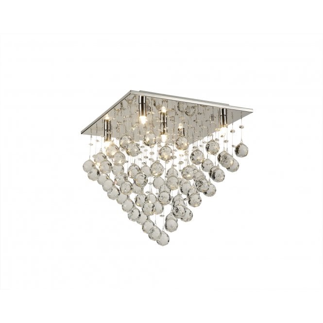 Diyas Diyas Colorado 5 Light Square Ceiling Light - Polished Chrome & Crystal