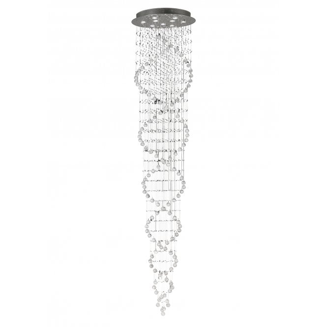 Diyas Diyas Colorado Tall 9 Light Corkscrew Pendant - Polished Chrome & Crystal