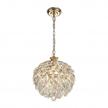 Coniston Pendant 3 Light E14 - French Gold/Crystal