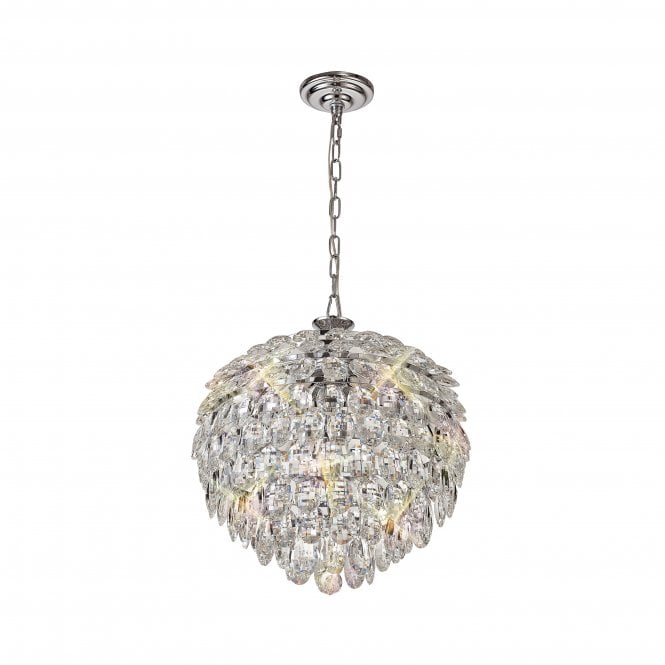 Diyas Diyas Coniston Pendant 6 Light E14 - Polished Chrome/Crystal