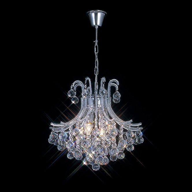 Diyas Diyas IL30016 Bask Pendant Round 4 Light Polished Chrome/Crystal