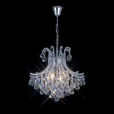 IL30016 Bask Pendant Round 4 Light Polished Chrome/Crystal