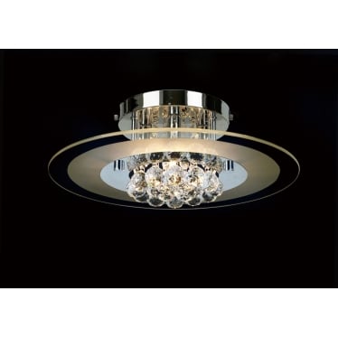 IL30021 Delmar Ceiling Round 4 Light Polished Chrome/Glass/Crystal