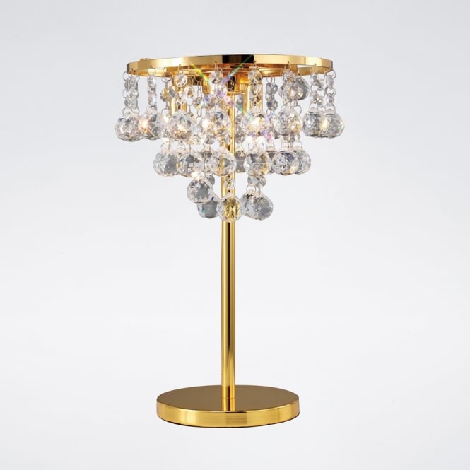 Diyas Diyas IL30031 Atla Table Lamp 3 Light French Gold/Crystal