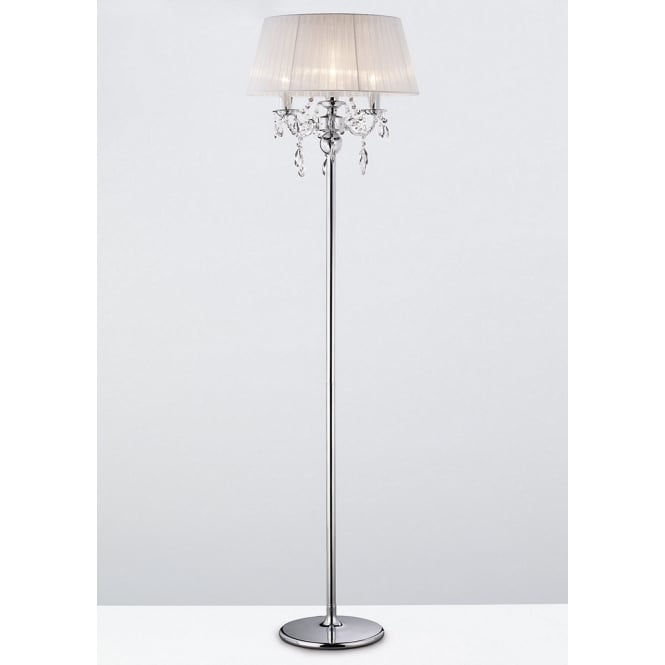 Diyas Diyas IL30063 Olivia Floor Lamp With White Shade 3 Light Polished Chrome/Crystal