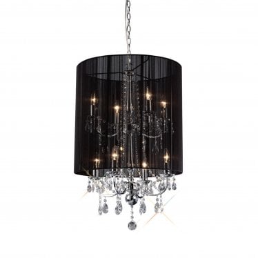 IL30068 Ella Pendant With Back Shade 8 Light Polished Chrome/Crystal