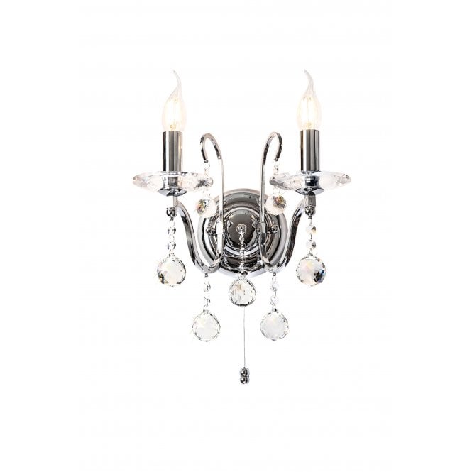 Diyas Diyas IL30112 Bianco Wall Light Switched 2 Light Polished Chrome/Crystal