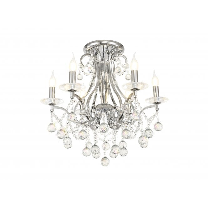 Diyas Diyas IL30116 Bianco Ceiling 6 Light Polished Chrome/Crystal