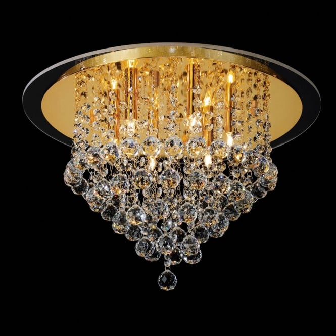 Diyas Diyas IL30209 Atla Ceiling 6 Light French Gold/Crystal