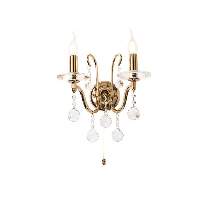 Diyas Diyas IL30212 Bianco Wall Light Switched 2 Light French Gold/Crystal