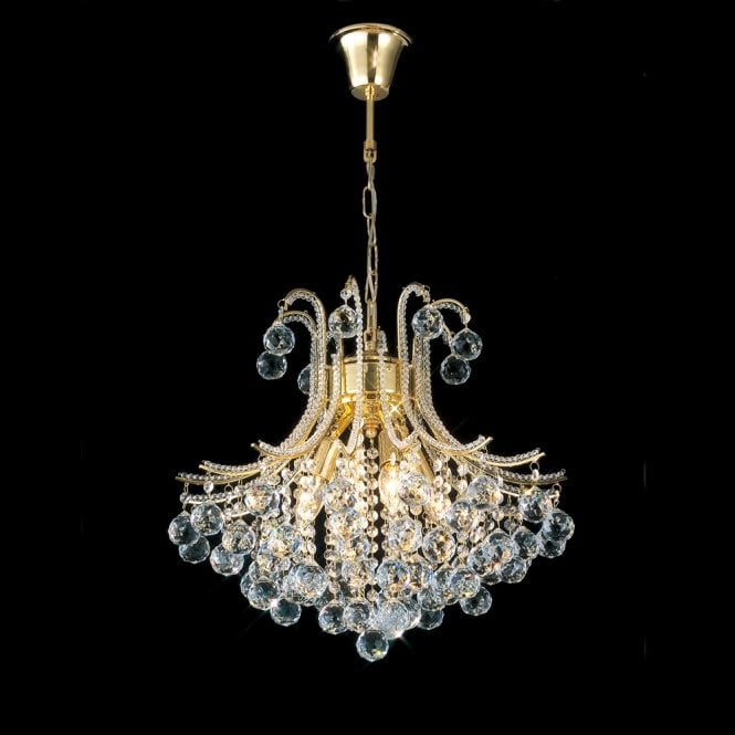 Diyas Diyas IL30216/BA Bask Pendant Round 4 Light French Gold/Crystal