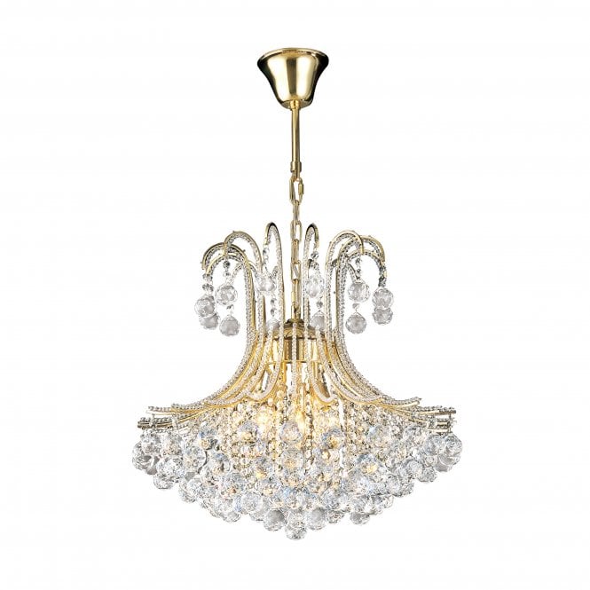 Diyas Diyas IL30217 Bask Pendant Round 6 Light French Gold/Crystal