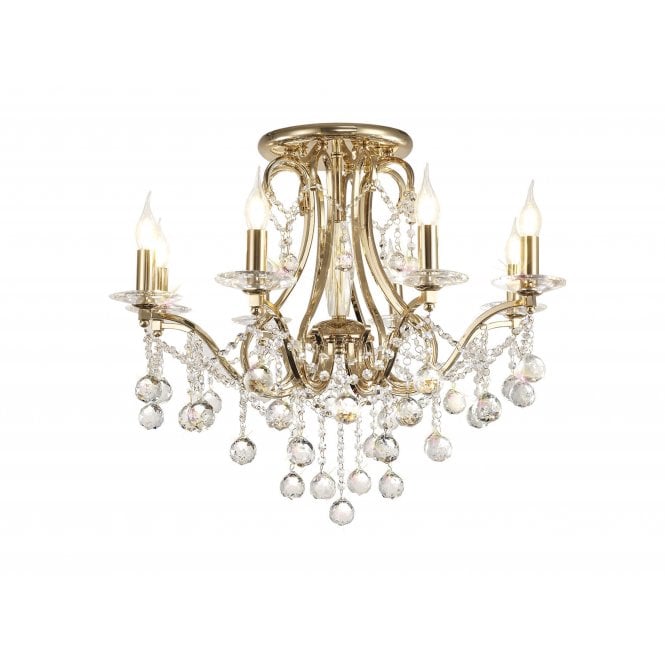 Diyas Diyas IL30218 Bianco Ceiling 8 Light French Gold/Crystal