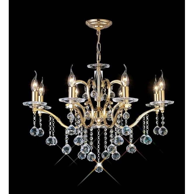 Diyas Diyas IL30228 Zinta Pendant 8 Light French Gold/Crystal