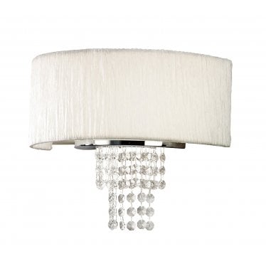 IL30271/WH Nerissa Wall Light With White Shade 2 Light Polished Chrome/Crystal