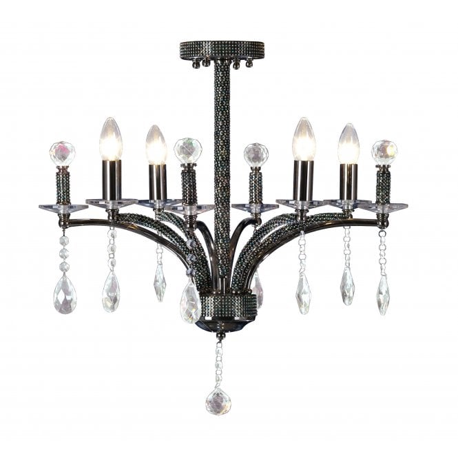 Diyas Diyas IL30364 Fiore Pendant 4 Light Black Chrome/Crystal