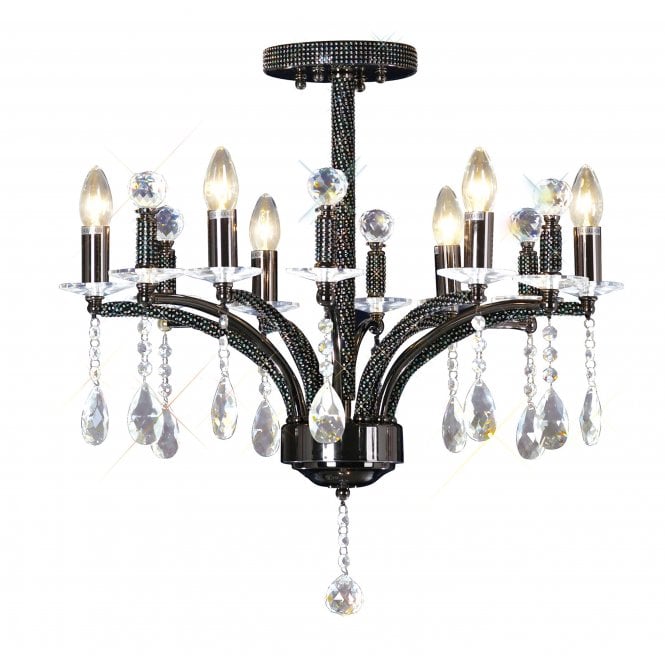 Diyas Diyas IL30366 Fiore Pendant 6 Light Black Chrome/Crystal