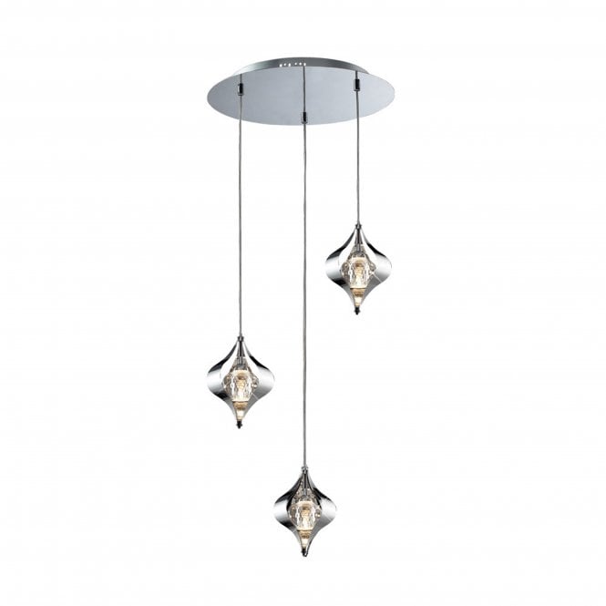 Diyas Diyas IL30584 Amano Pendant Round 3 Light Polished Chrome/Crystal