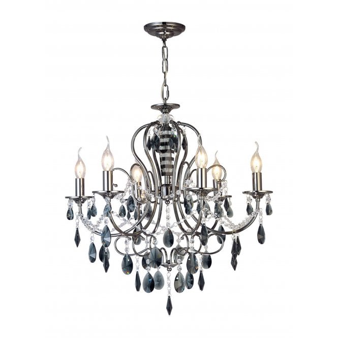 Diyas Diyas IL30906 Luna Pendant 6 Light Black Chrome/Crystal