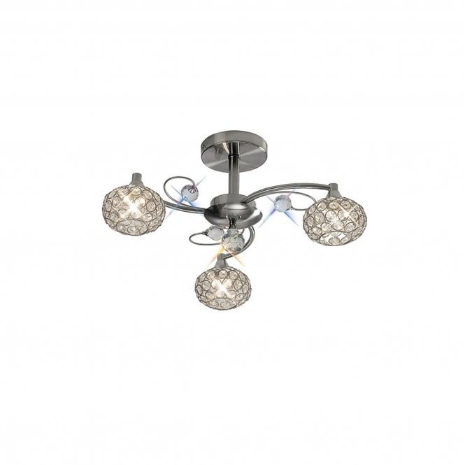 Diyas Diyas IL30933 Cara Semi Ceiling 3 Light Satin Nickel/Crystal