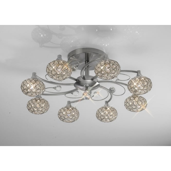 Diyas Diyas IL30938 Cara Semi Ceiling 8 Light Satin Nickel/Crystal