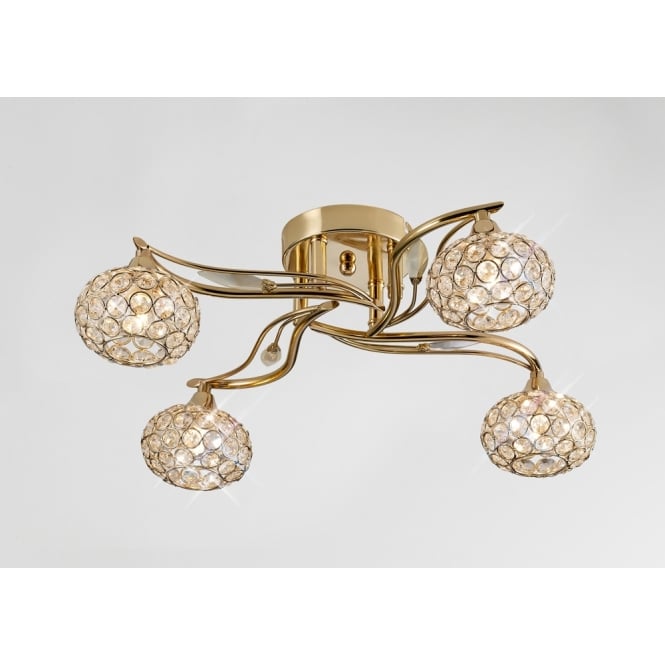 Diyas Diyas IL30964 Leimo Ceiling 4 Light French Gold/Crystal