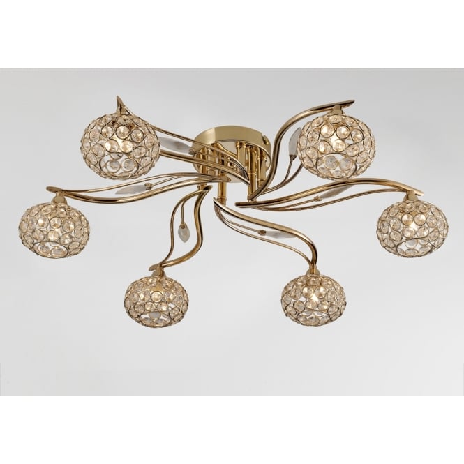 Diyas Diyas IL30966 Leimo Ceiling 6 Light French Gold/Crystal