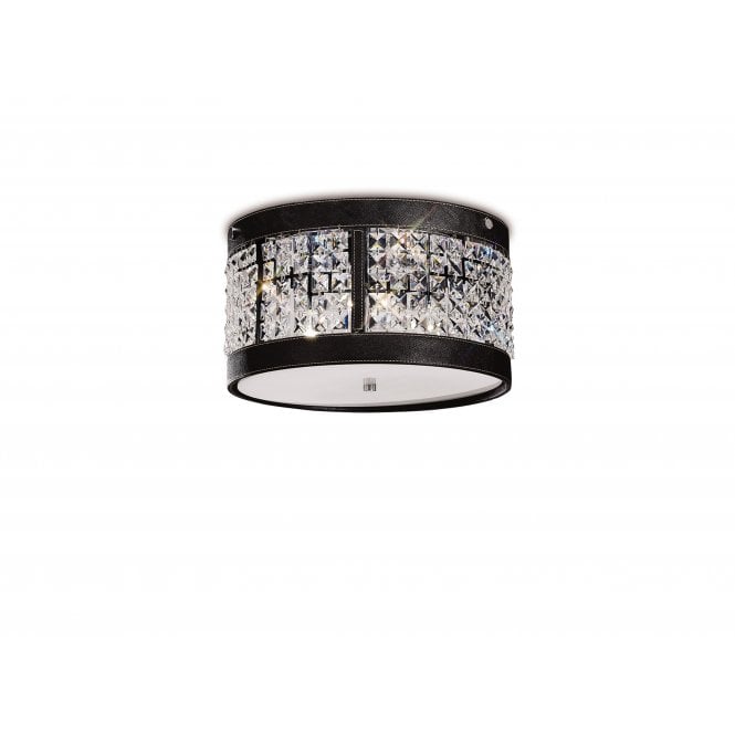 Diyas Diyas IL31040 Celsa Ceiling 3 Light Polished Chrome/Dark Brown Faux Leather/Crystal