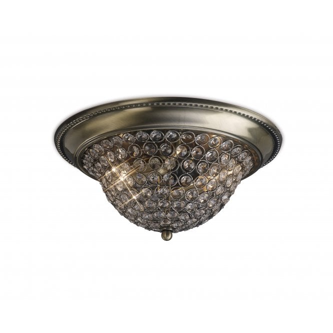 Diyas Diyas IL31131 Paloma Ceiling Medium 2 Light Antique Brass/Crystal