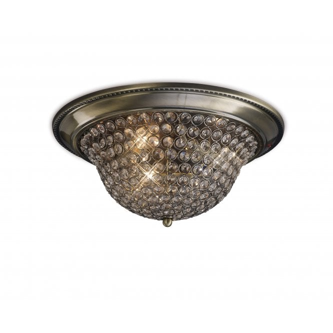 Diyas Diyas IL31132 Paloma Ceiling Large 3 Light Antique Brass/Crystal