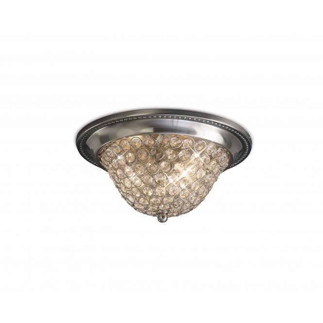 Diyas Diyas IL31133 Paloma Ceiling Small 2 Light Satin Nickel/Crystal