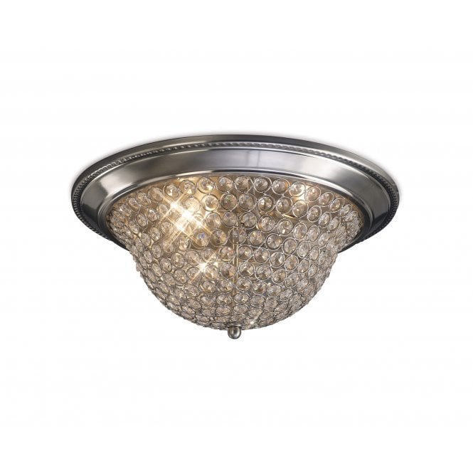 Diyas Diyas IL31135 Paloma Ceiling Large 3 Light Satin Nickel/Crystal