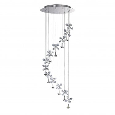 IL31143 Aviva Pendant 12 Light 4000K LED Polished Chrome/Crystal