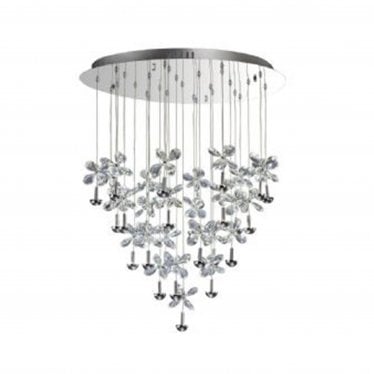 IL31147 Aviva Pendant Round 28 Light 4000K LED Polished Chrome/Crystal