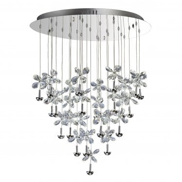 IL31147 Aviva Pendant Round 28 Light 4000K LED Polished Chrome/Crystal