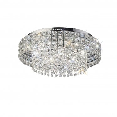 IL31151 Edison Ceiling Round 7 Light Polished Chrome/Crystal