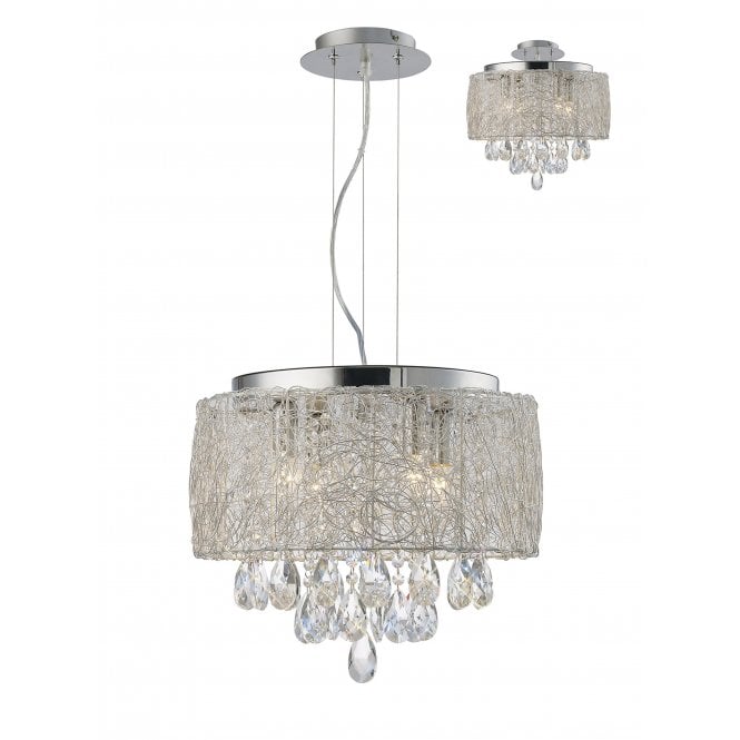 Diyas Diyas IL31160 Adeline Pendant 4 Light Polished Chrome/Crystal