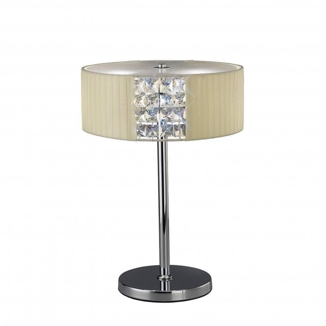 Diyas Diyas IL31170/CR Evelyn Table Lamp Round With Cream Shade 2 Light Polished Chrome/Crystal