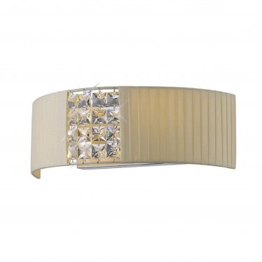 IL31171/CR Evelyn Wall Light With Cream Shade 2 Light Polished Chrome/Crystal