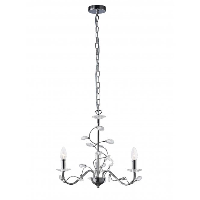 Diyas Diyas IL31213 Willow Pendant Without Shade 3 Light Polished Chrome/Crystal