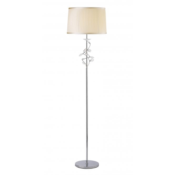 Diyas Diyas IL31214/CR Willow Floor Lamp With Cream Shade 1 Light Polished Chrome/Crystal