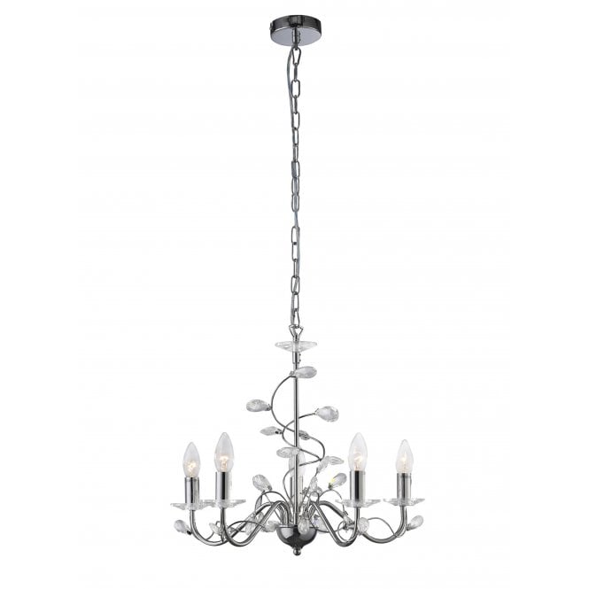 Diyas Diyas IL31215 Willow Pendant Without Shade 5 Light Polished Chrome/Crystal