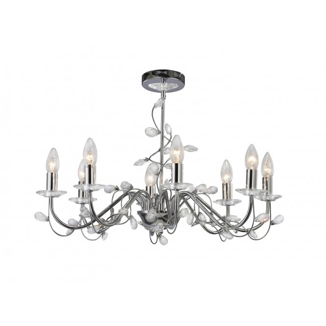 Diyas Diyas IL31218 Willow Pendant Without Shade 8 Light Polished Chrome/Crystal